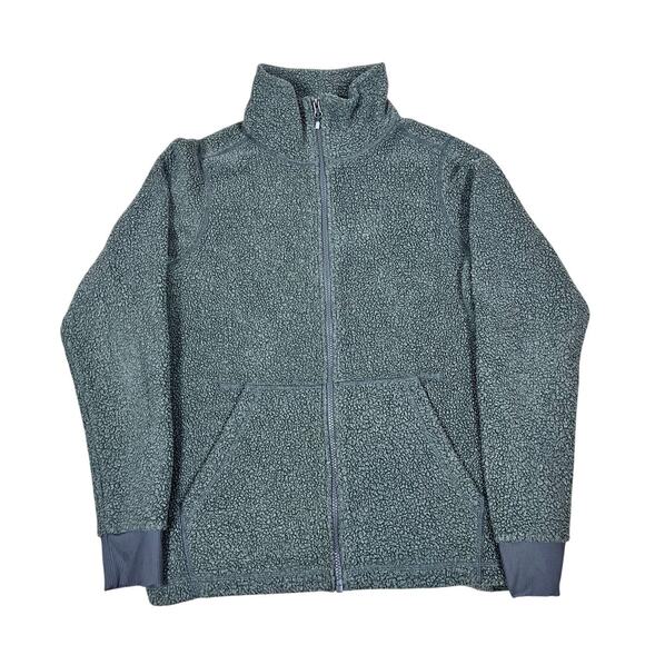 REI Co-Op Full Zip Sherpa Jacket Green Warm Fleece Outdoor Casual Layer Medium - Picture 1 of 6